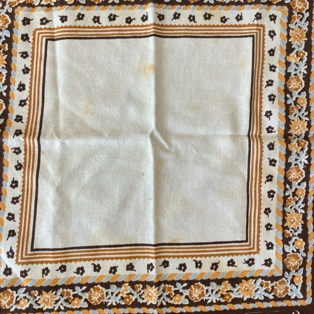 Set of 3 Cacharel Cloth Napkins Brown Beige Floral Square Fabric Boho